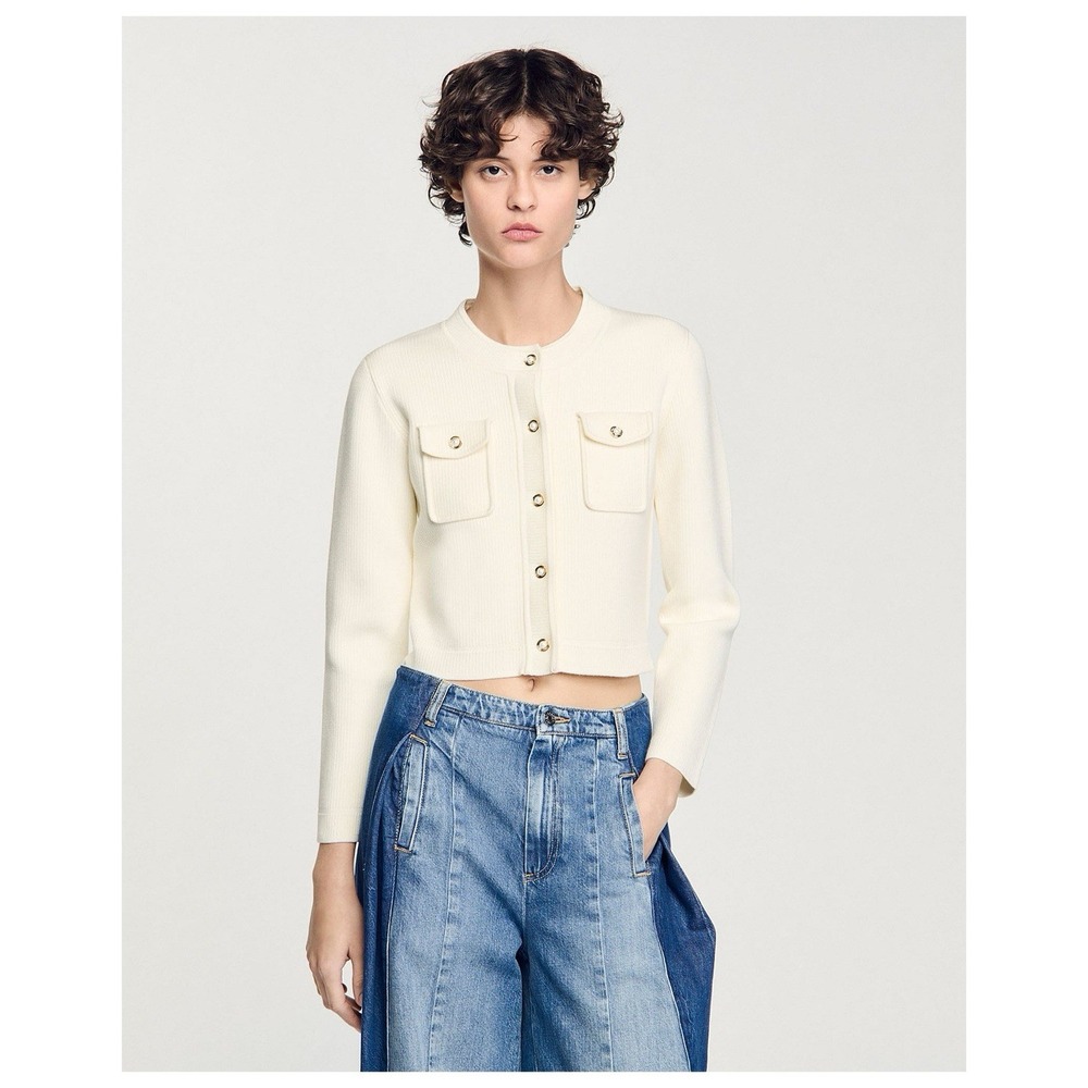Sandro Octavie Cardigan Ivory NWT MSRP $515 size‎ 1 Or US size 2 XS